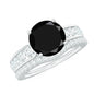 2 Carat Lab Grown Black Diamond Engagement Ring with Moissanite Enhancer