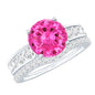 2.25 Carat Lab Grown Pink Sapphire Solitaire Bridal Ring Set