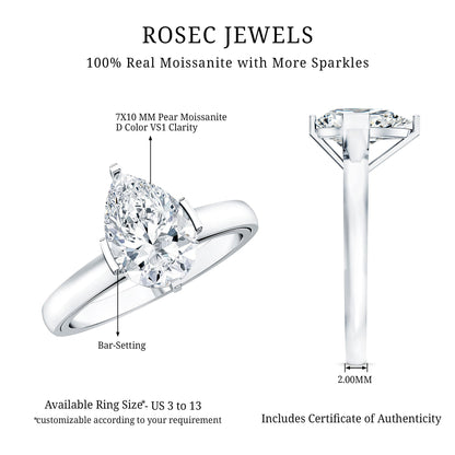 Teardrop Engagement Ring With Certified Moissanite