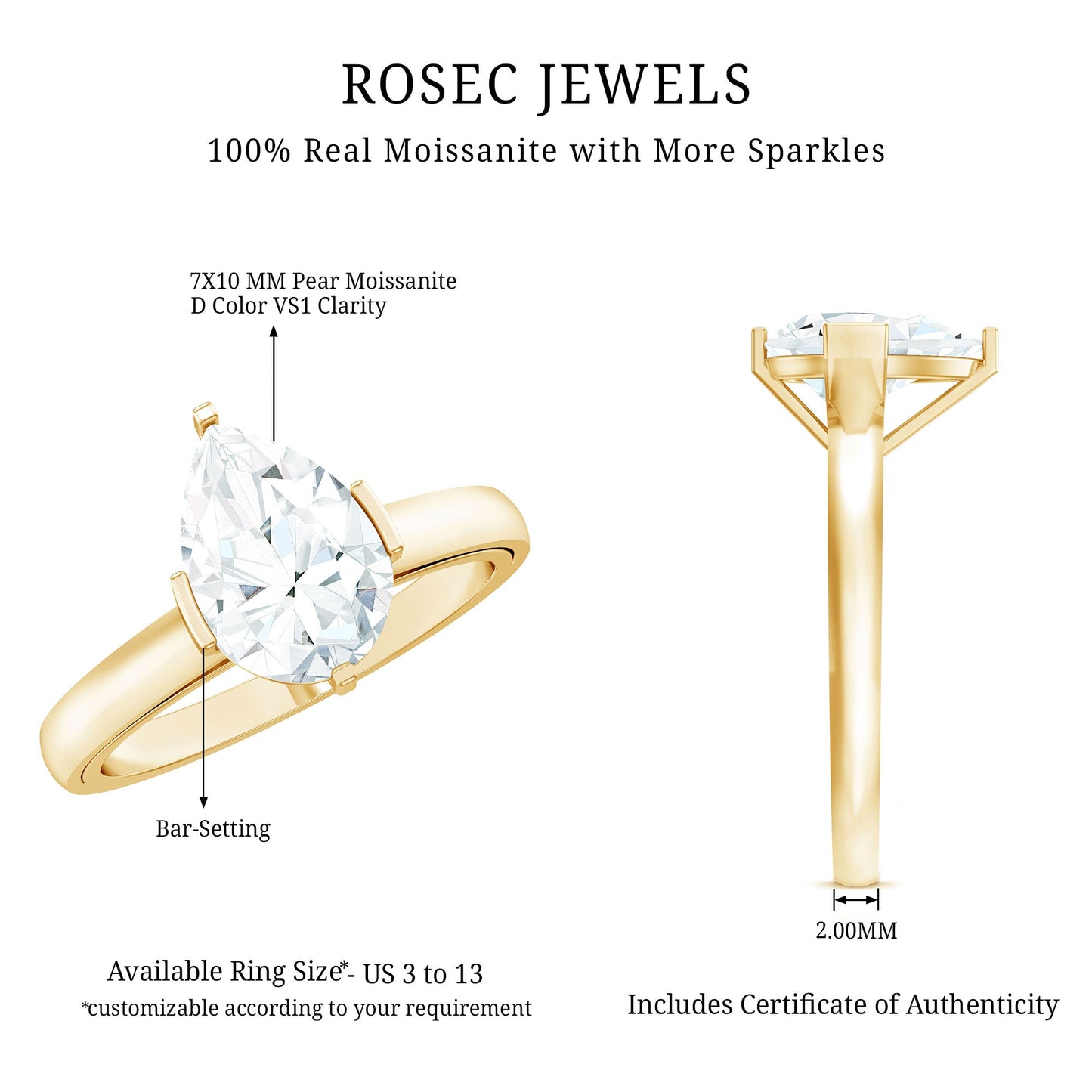 Teardrop Engagement Ring With Certified Moissanite