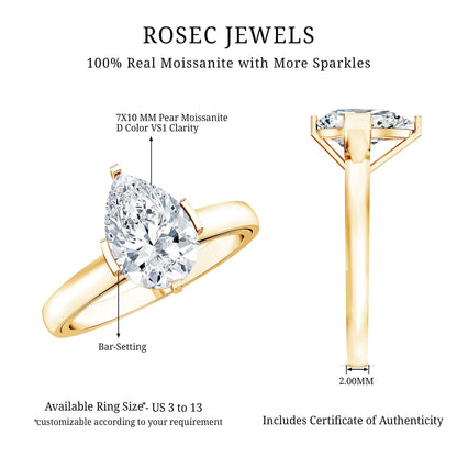 Teardrop Engagement Ring With Certified Moissanite