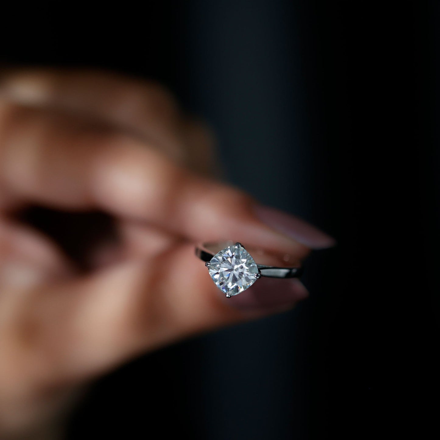 3 CT Cushion Moissanite Solitaire Engagement Ring