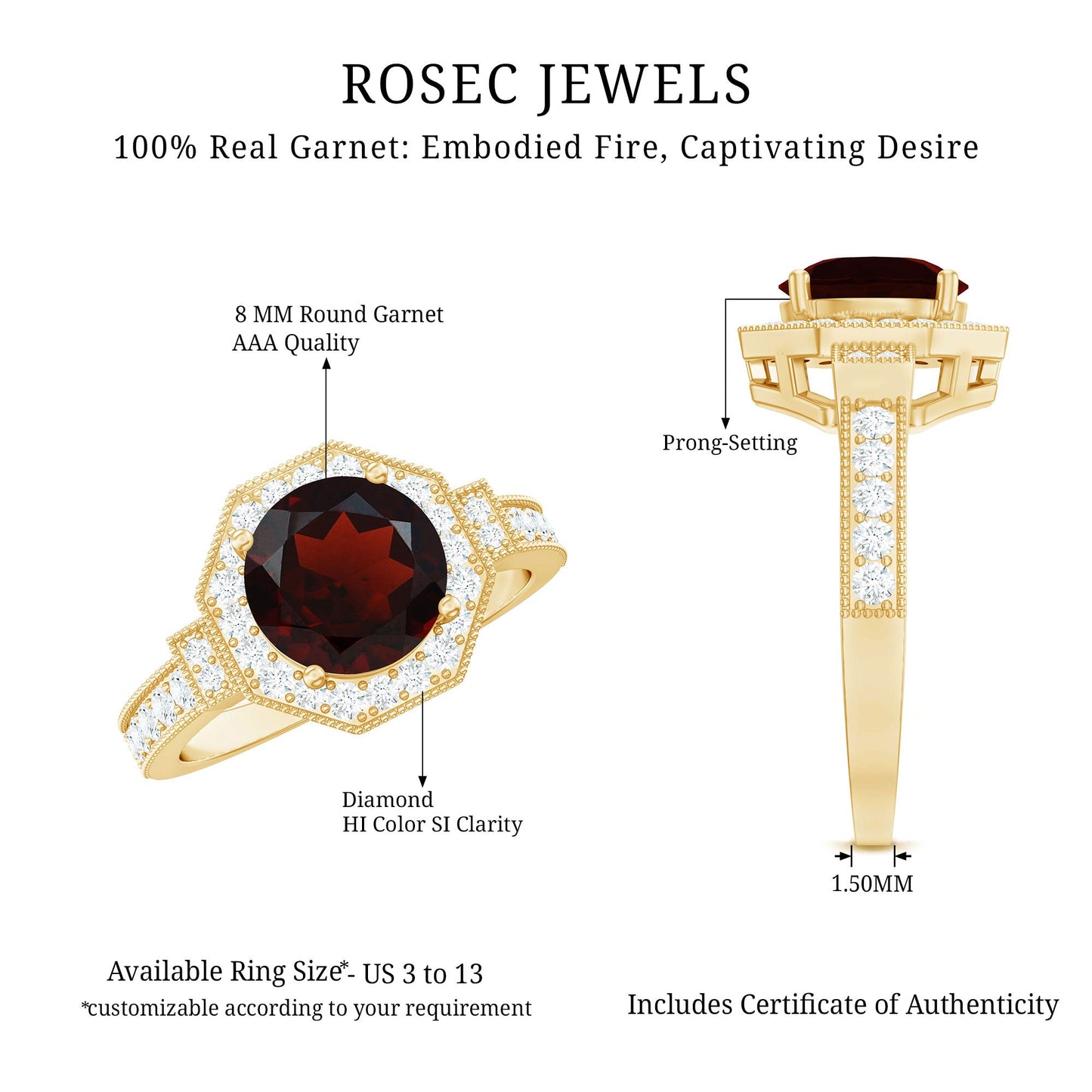 2.3 Carat Garnet Art Deco Engagement Ring with Diamond Halo