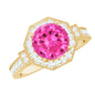 Lab Created Pink Sapphire Vintage Engagement Ring with Diamond Halo