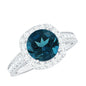 Vintage Halo Engagement Ring with London Blue Topaz and Diamond
