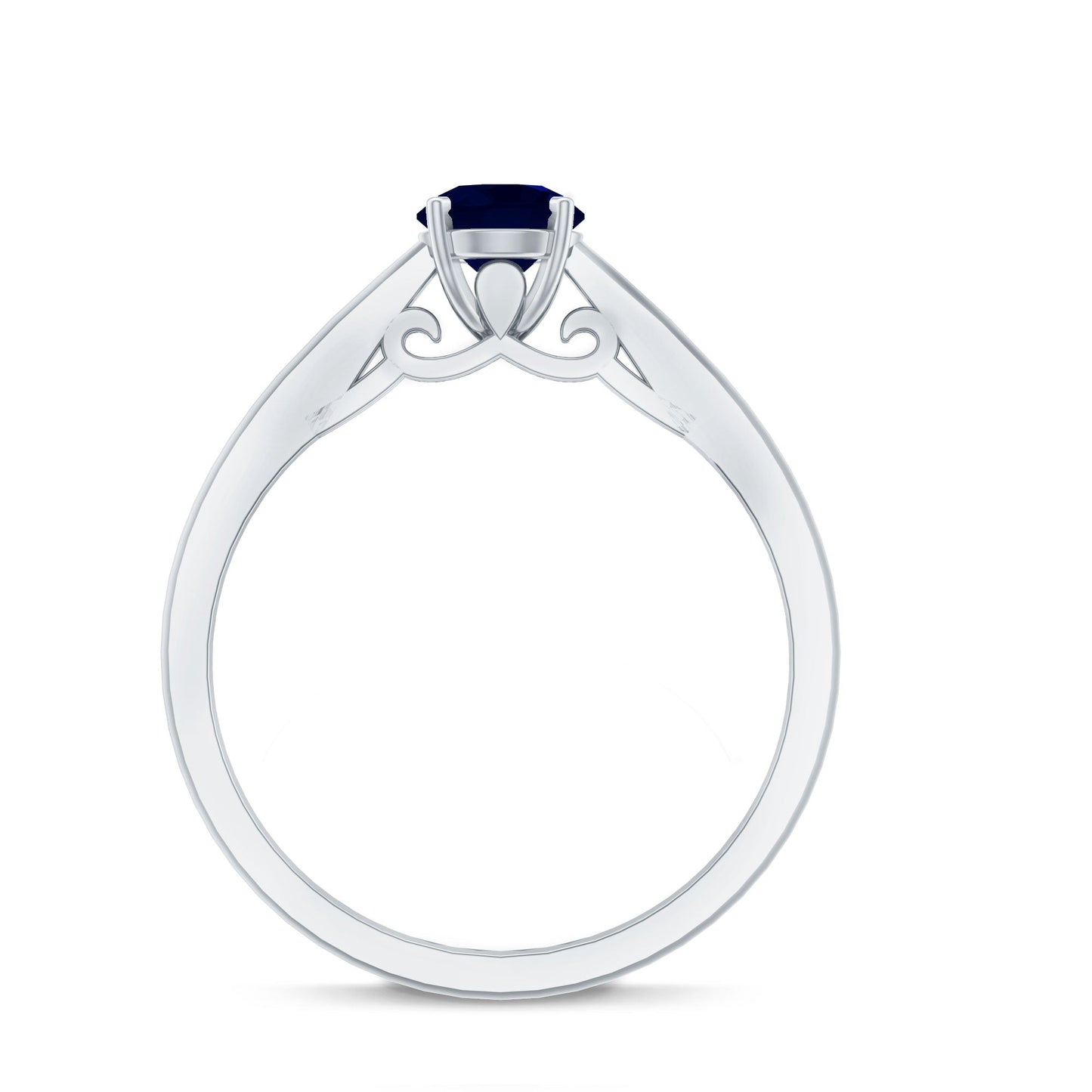 Natural 0.9 Carat Blue Sapphire Solitaire Promise Ring for Women