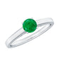 Round Shaped 0.4 Carat Emerald Solitaire Promise Ring for Her
