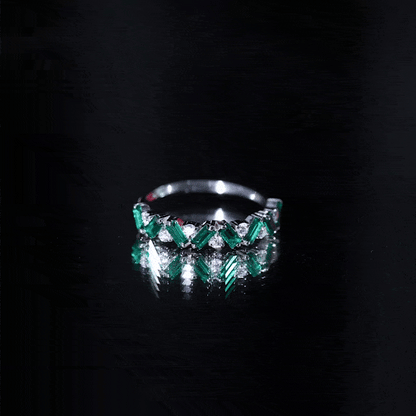 Baguette Shape Lab Grown Emerald and Diamond Half Eternity Ring