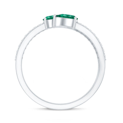 Certified Pear Shape Lab Grown Emerald Diamond Cocktail Ring