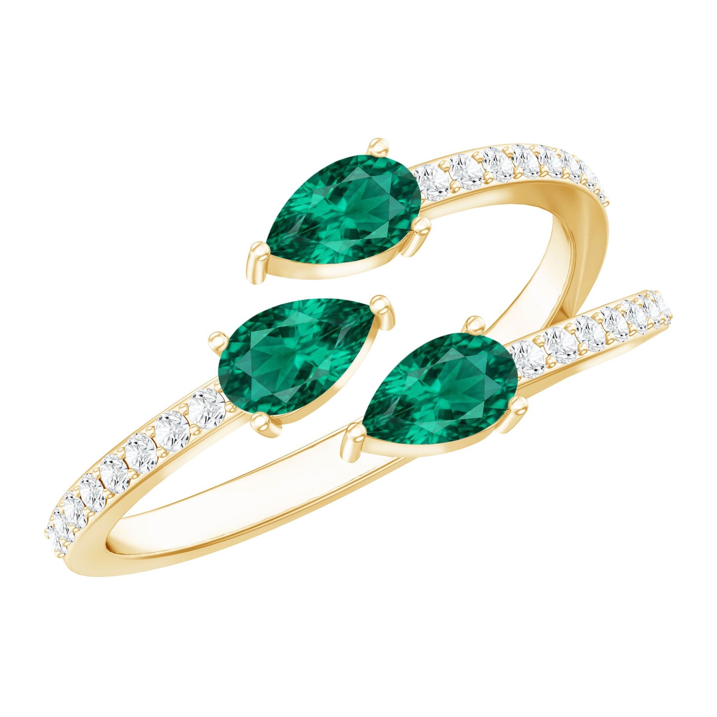 Certified Pear Shape Lab Grown Emerald Diamond Cocktail Ring
