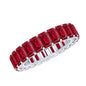 Emerald Cut Lab Grown Ruby Full Eternity Wide Band Ring