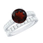 2.3 Carat Certified Real Garnet Wedding Bridal Ring Set