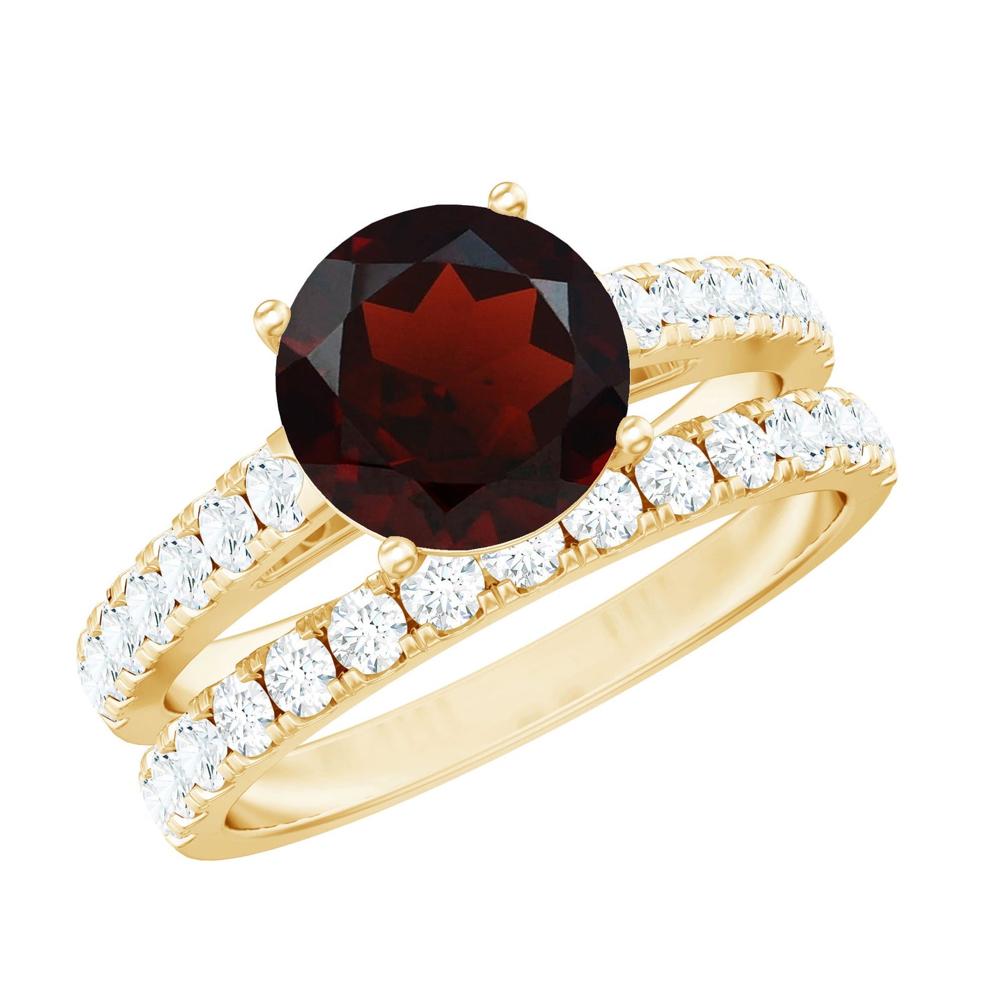 2.3 Carat Certified Real Garnet Wedding Bridal Ring Set