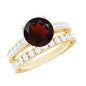 2.3 Carat Certified Real Garnet Wedding Bridal Ring Set