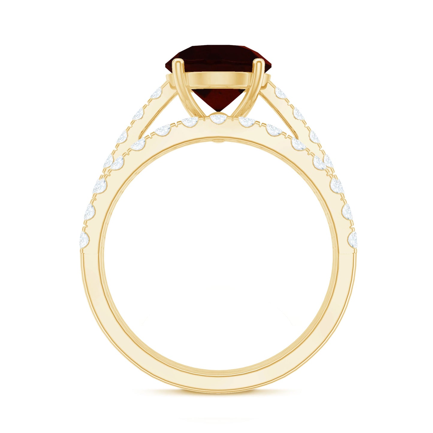 2.3 Carat Certified Real Garnet Wedding Bridal Ring Set