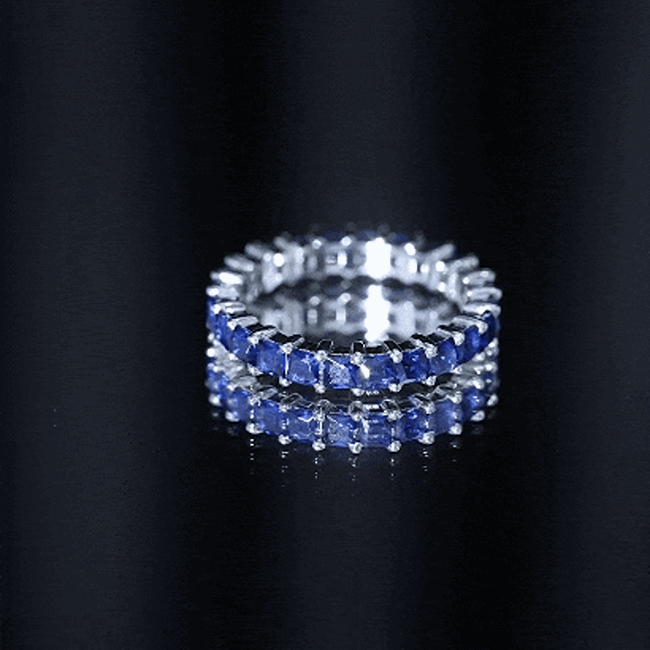 Princess Cut Lab Grown Blue Sapphire Full Eternity Band