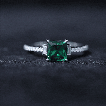 Lab Grown Emerald Diamond 3 Stone Engagement Ring with Certificate