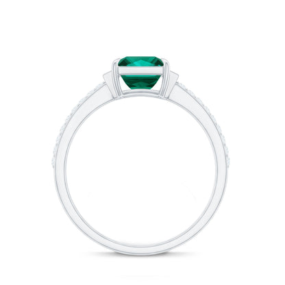 Lab Grown Emerald Diamond 3 Stone Engagement Ring with Certificate