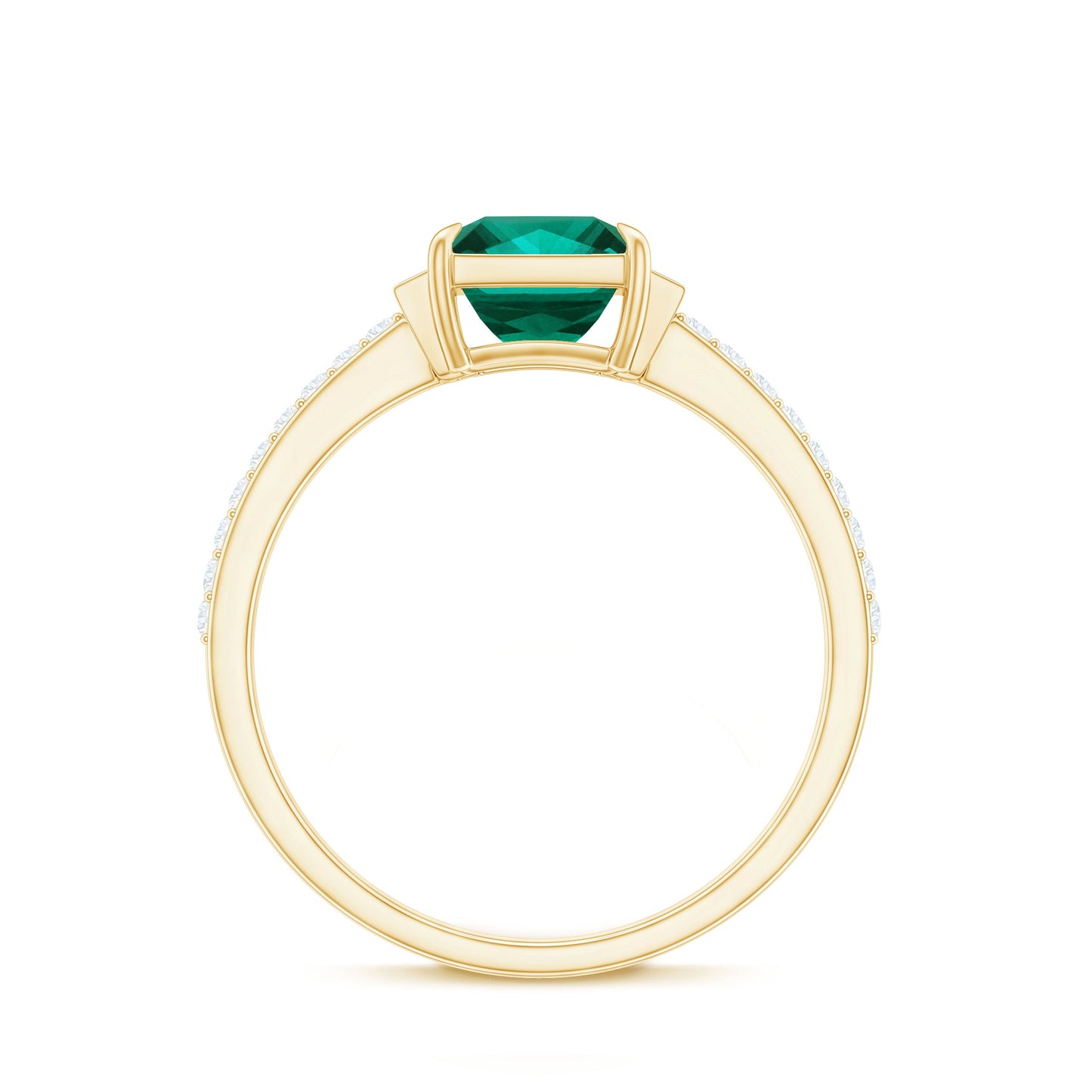 Lab Grown Emerald Diamond 3 Stone Engagement Ring with Certificate