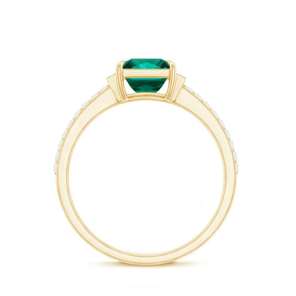 Lab Grown Emerald Diamond 3 Stone Engagement Ring with Certificate
