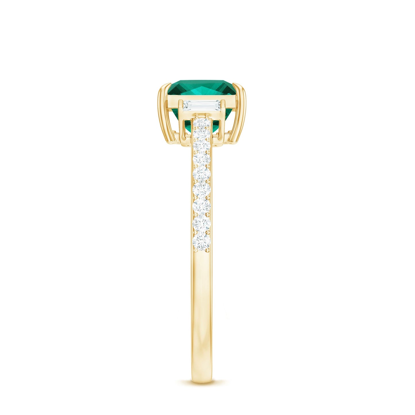 Lab Grown Emerald Diamond 3 Stone Engagement Ring with Certificate