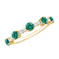 Certified Lab Grown Emerald Half Eternity Anniversary Ring with Diamond