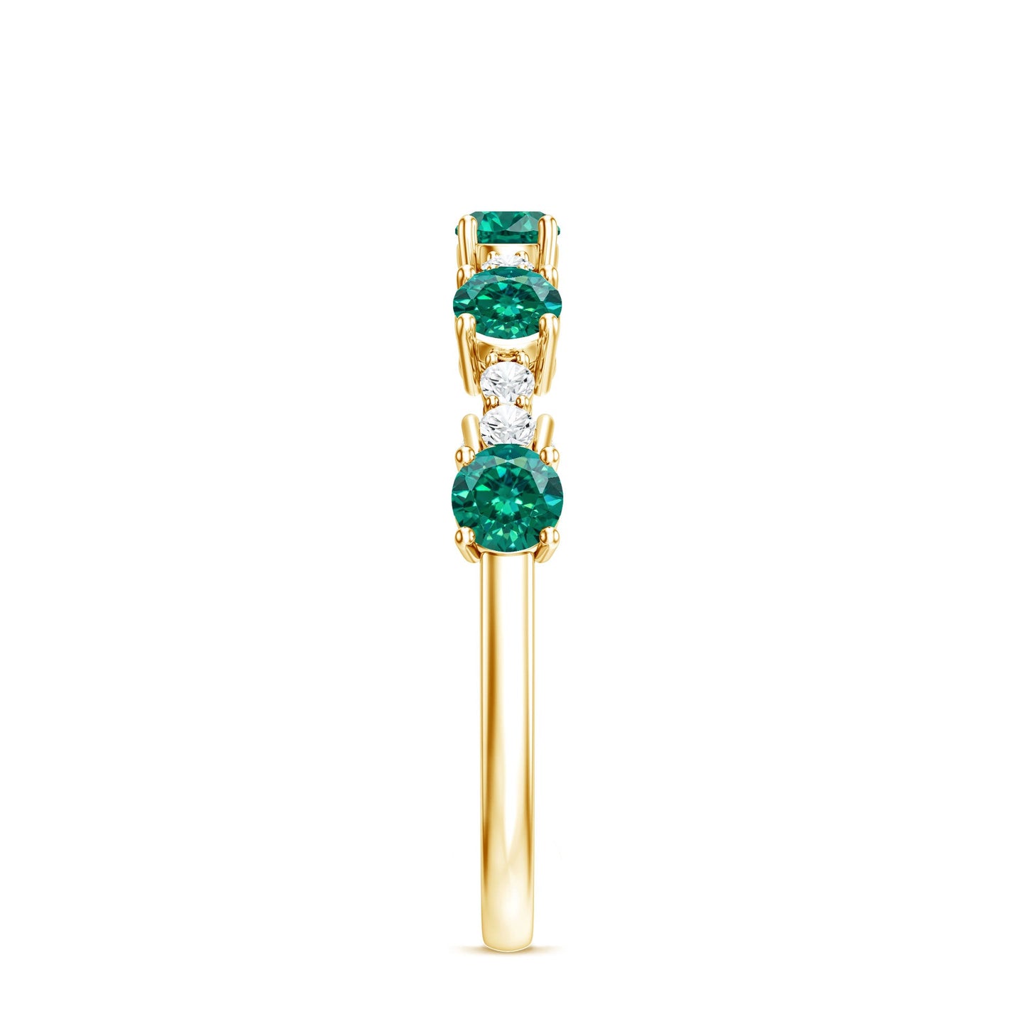 Certified Lab Grown Emerald Half Eternity Anniversary Ring with Diamond