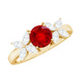 Brilliant Cut Lab Created Ruby Floral Engagement Ring with Certificate