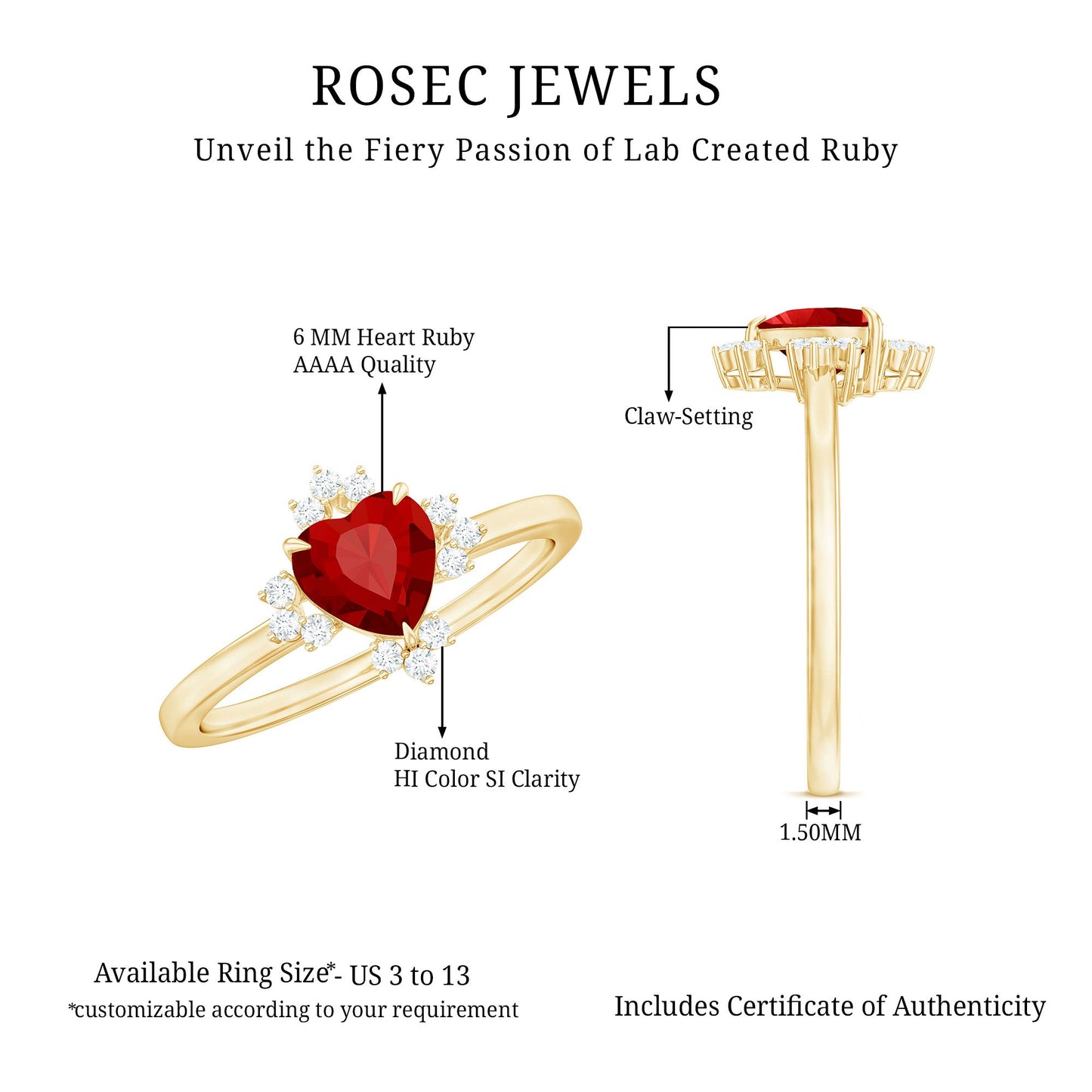 Lab Created Ruby Heart Promise Ring with Diamonds