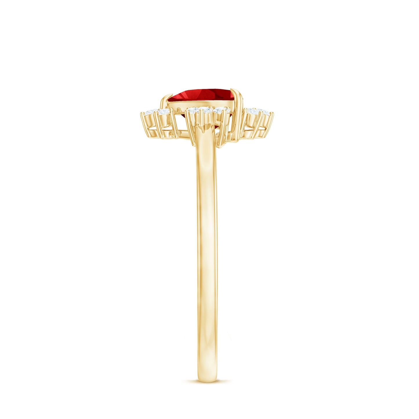 Lab Created Ruby Heart Promise Ring with Diamonds