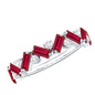 Baguette Shape Lab Grown Ruby Half Eternity Band with Diamond