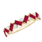 Baguette Shape Lab Grown Ruby Half Eternity Band with Diamond