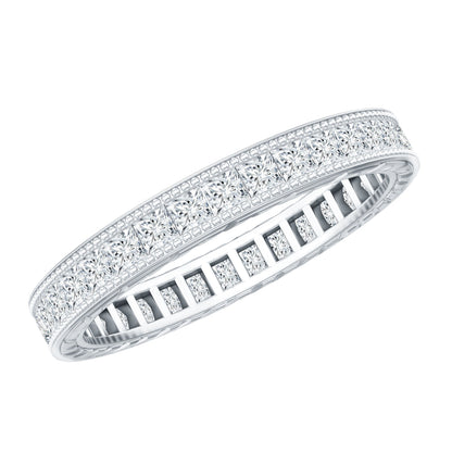 Certified Princess Cut Lab Grown Diamond Eternity Wedding Band