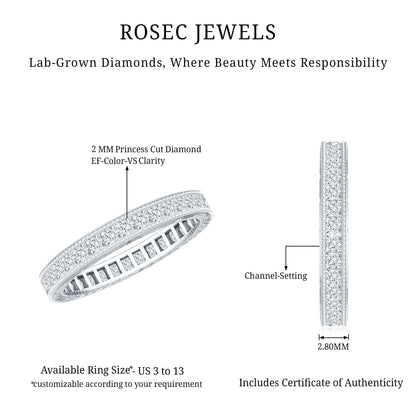 Certified Princess Cut Lab Grown Diamond Eternity Wedding Band