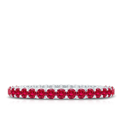 Round Shape Lab Grown Ruby and Diamond Eternity Wedding Band