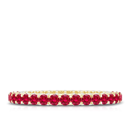 Round Shape Lab Grown Ruby and Diamond Eternity Wedding Band