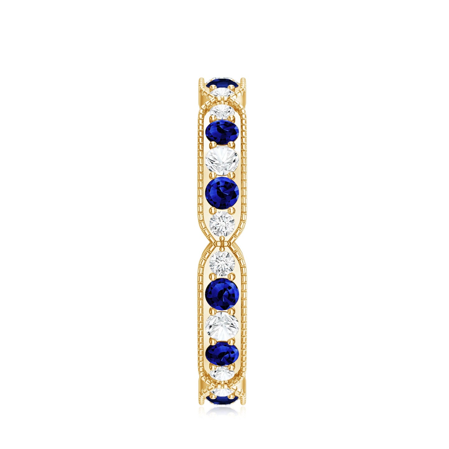Certified Lab Grown Blue Sapphire Diamond Eternity Ring for Anniversary