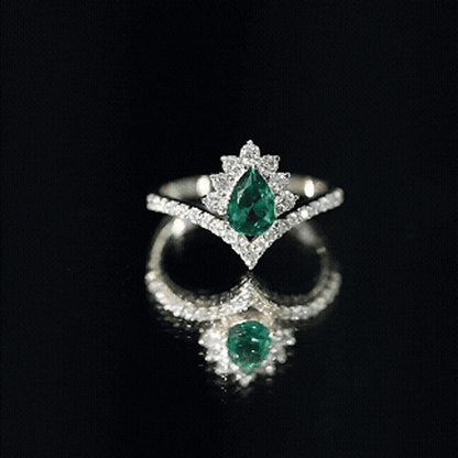Lab Grown Emerald and Diamond Designer Engagement Ring