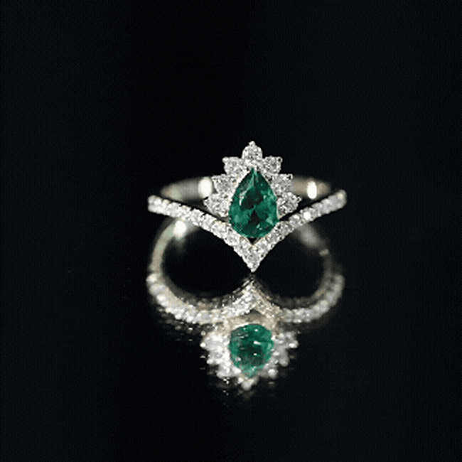 Lab Grown Emerald and Diamond Designer Engagement Ring
