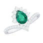 Lab Grown Emerald and Diamond Designer Engagement Ring