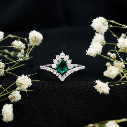 Lab Grown Emerald and Diamond Designer Engagement Ring