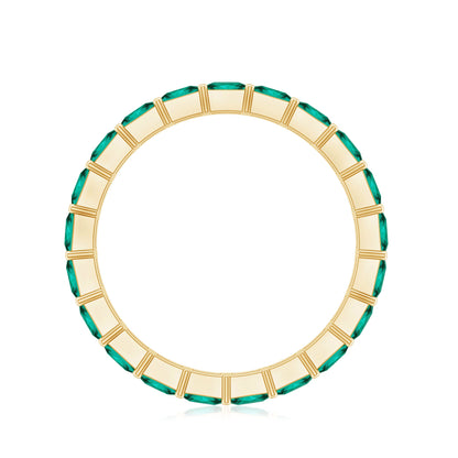 Certified Princess Cut Lab Grown Emerald Wedding Band