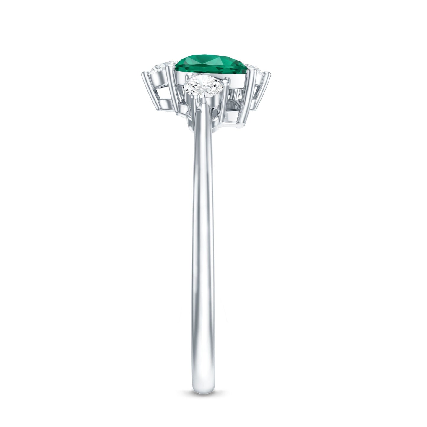 Designer Pear Shape Lab Grown Emerald Toi Et Moi Engagement Ring with Diamond