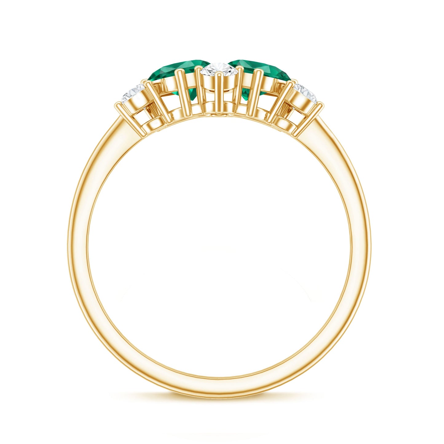 Designer Pear Shape Lab Grown Emerald Toi Et Moi Engagement Ring with Diamond