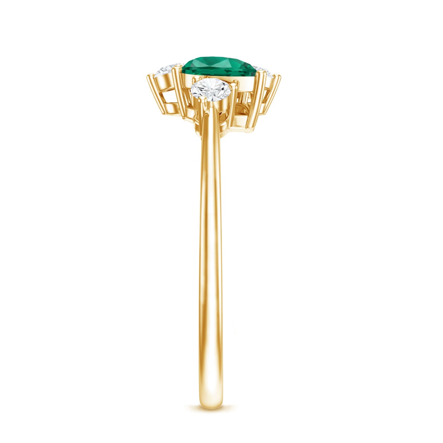 Designer Pear Shape Lab Grown Emerald Toi Et Moi Engagement Ring with Diamond