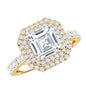 Certified Asscher Cut Moissanite Double Halo Engagement Ring