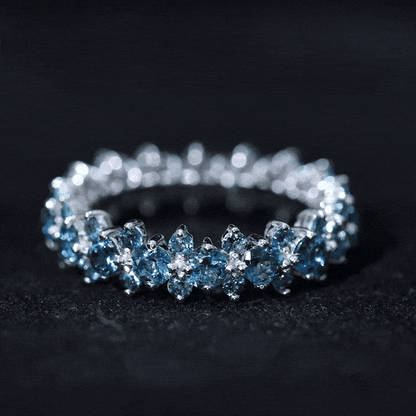 London Blue Topaz Cluster Eternity Band Ring