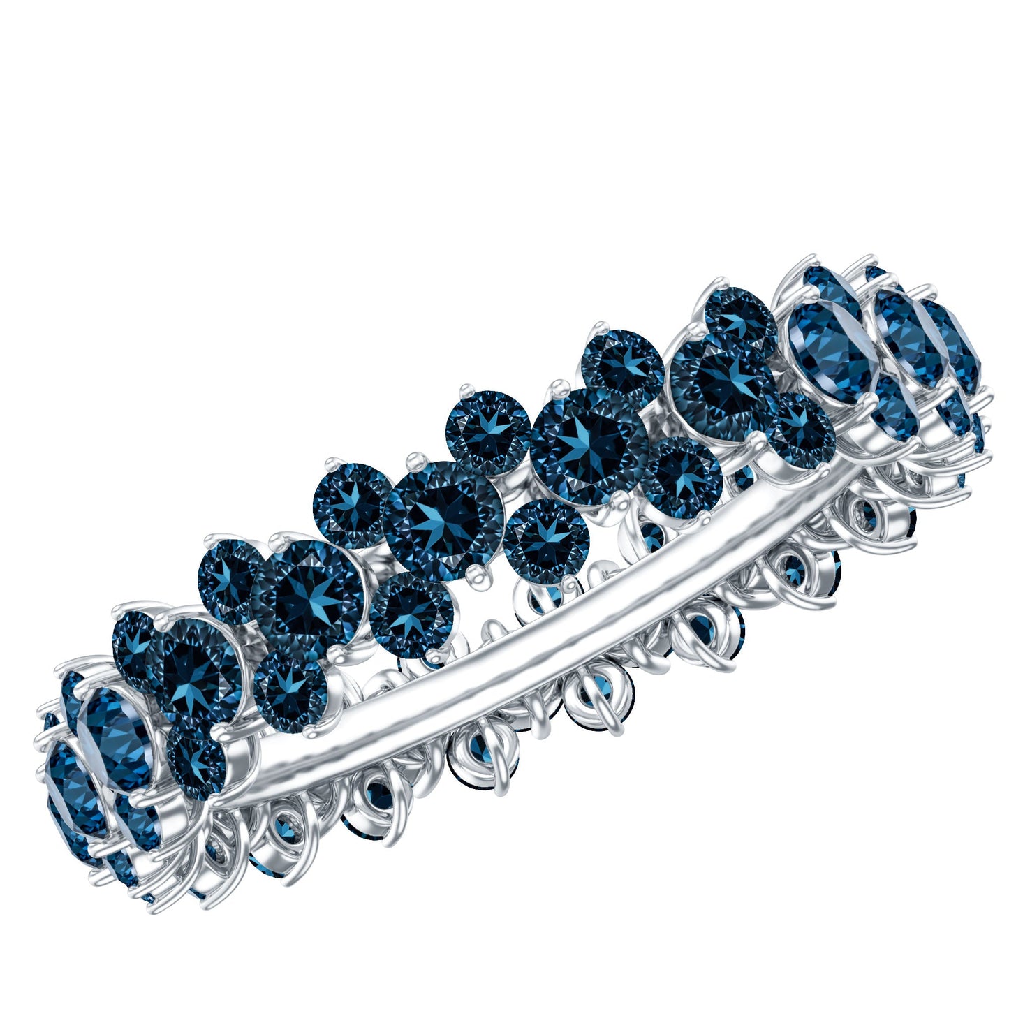 London Blue Topaz Cluster Eternity Band Ring