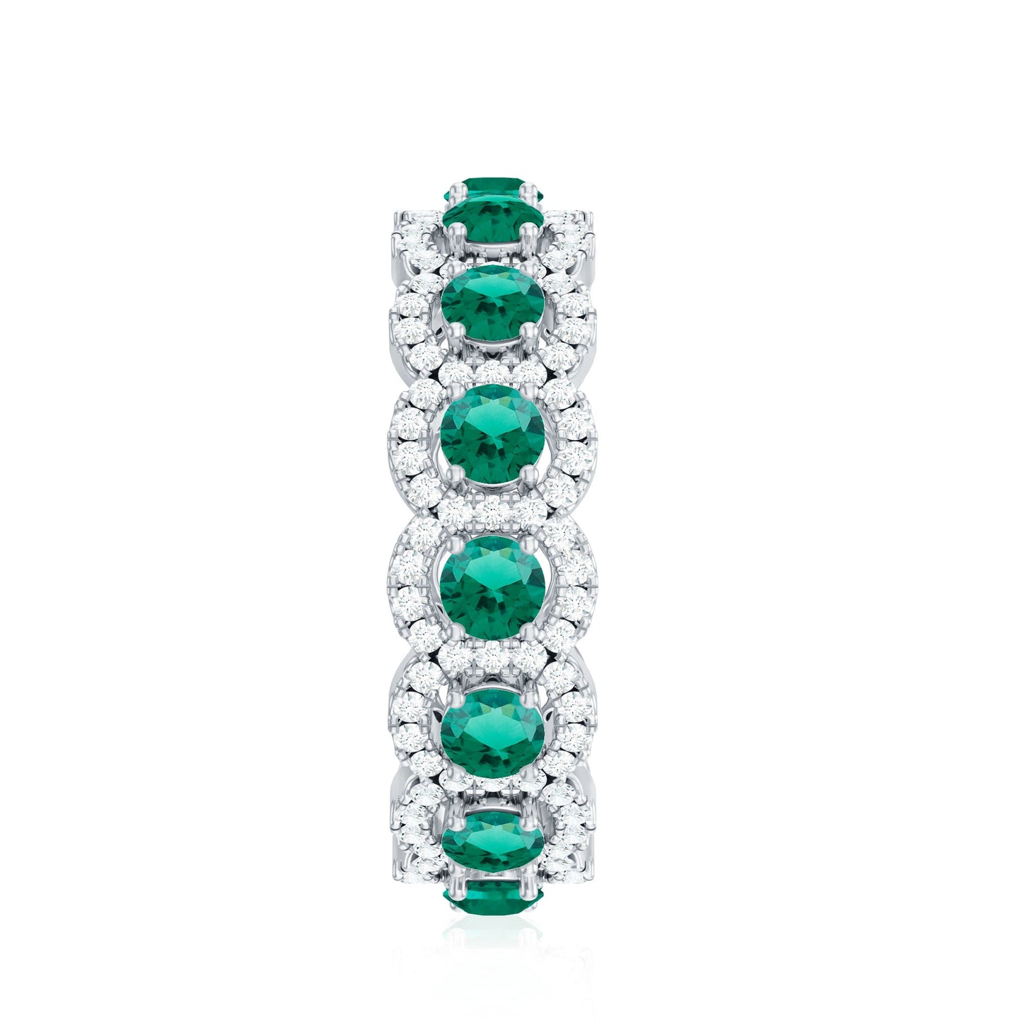 Certified Vintage Style Lab Grown Emerald Wedding Band