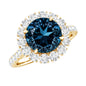 2 Carat Round London Blue Topaz Halo Engagement Ring with Moissanite